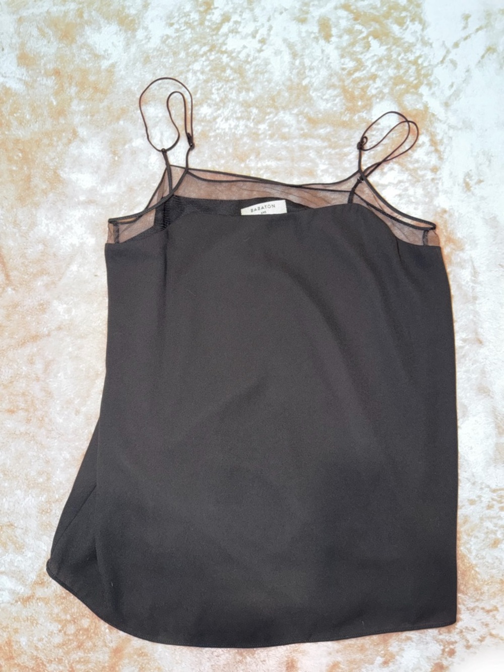 Aritzia Babaton Black Mesh Accent Cami Top - XXS